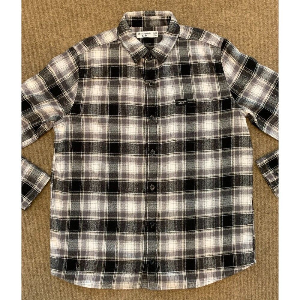 Abercrombie & Fitch Kids Shirt Boys 15/16 Flannel Long Sleeve Plaid Button Down